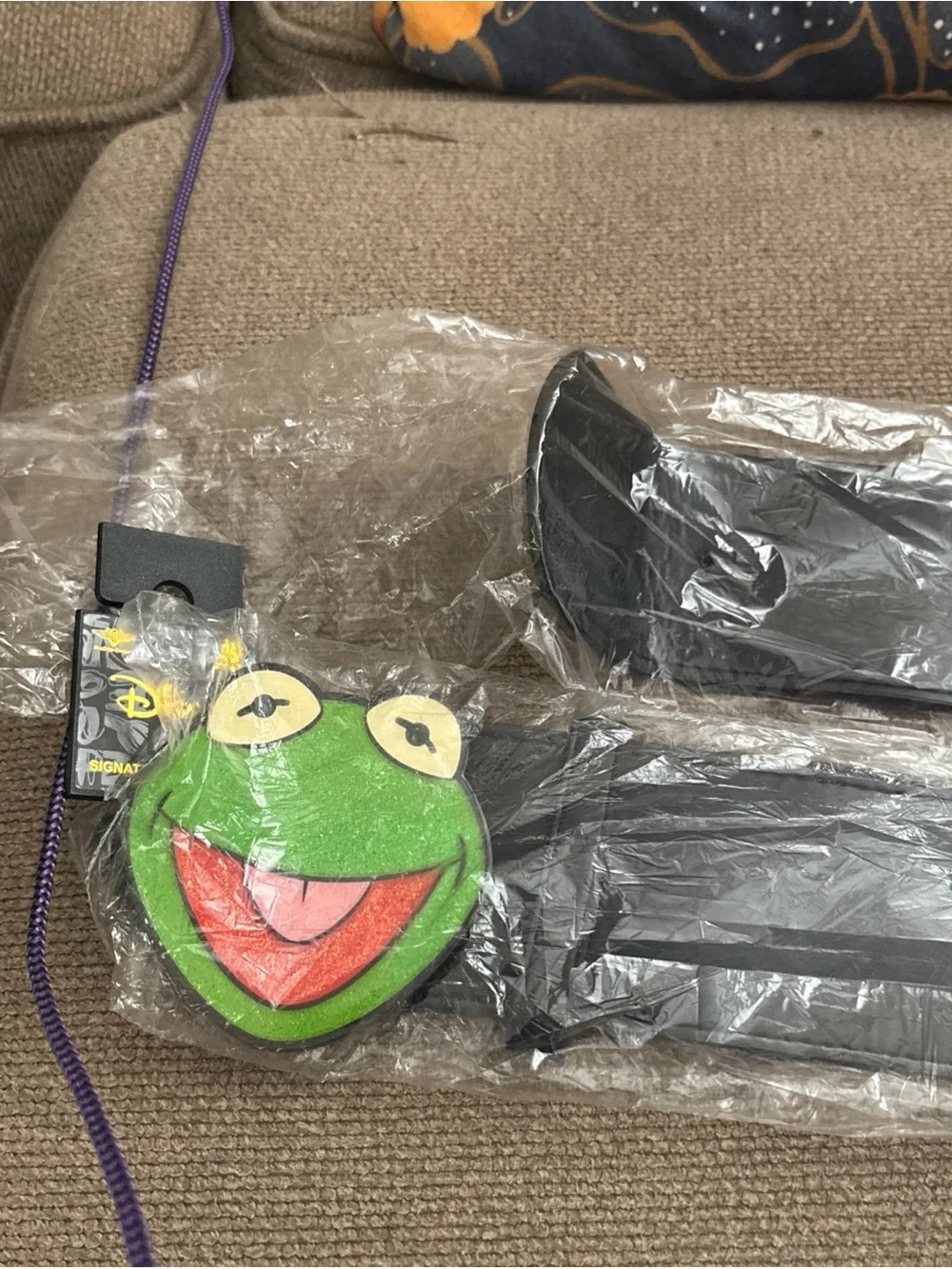 Kermit Face Black Belt with Green Kermit Buckle Muppets Disney 27”-37” NWT